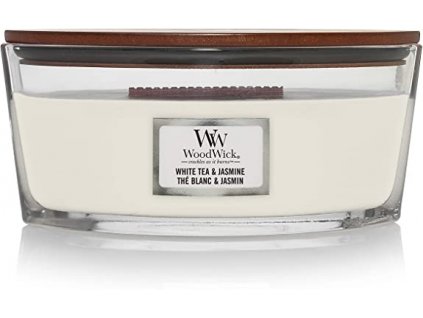Svíčka WoodWick White Tea & Jasmine Bílý Čaj a Jasmín 453,6g lodička