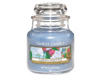 Svíčka Yankee Candle Garden Sweet Pea Sladký hrášek Hrachor vonný 104g malá