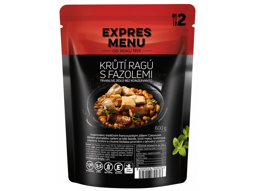 Expres Menu KRŮTÍ RAGÚ s fazolemi (600 g)