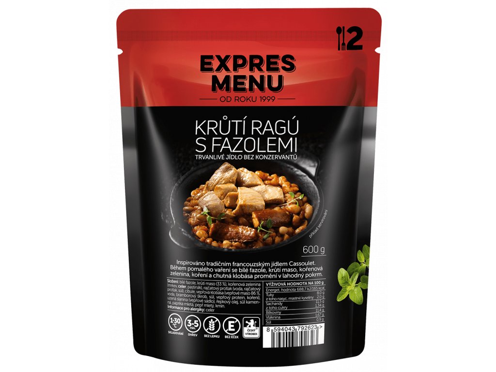 Expres Menu KRŮTÍ ragú s fazolemi (2 porce)