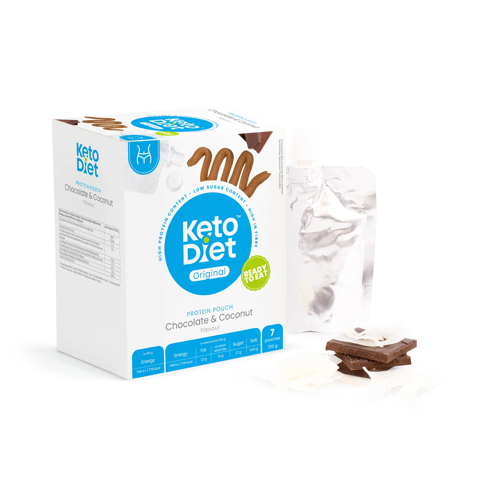 Fotografie KetoDiet Proteinová kapsička - příchuť čokoláda a kokos 7 ks