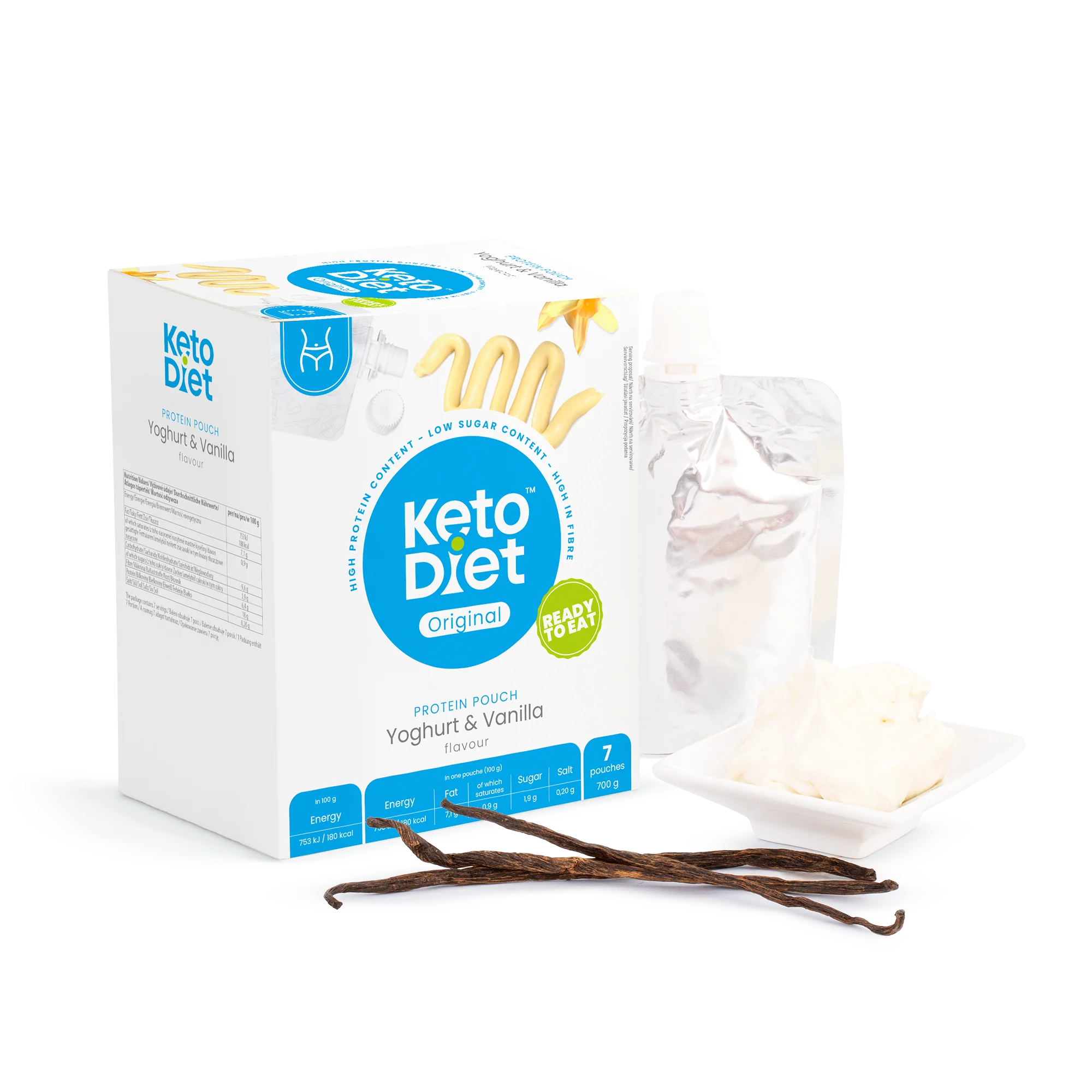 Fotografie KetoDiet Proteinová kapsička - příchuť vanilka a jogurt 7 ks