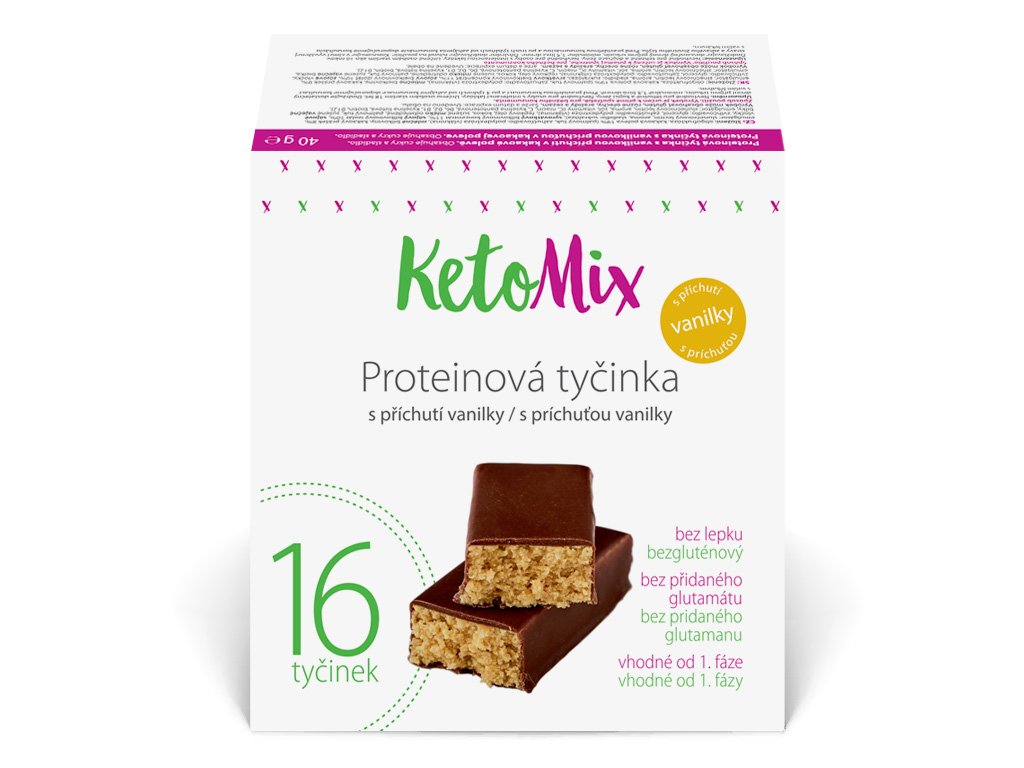 Fotografie KetoMix Proteinové tyčinky s příchutí vanilky 16x 40g 16 x 40 g