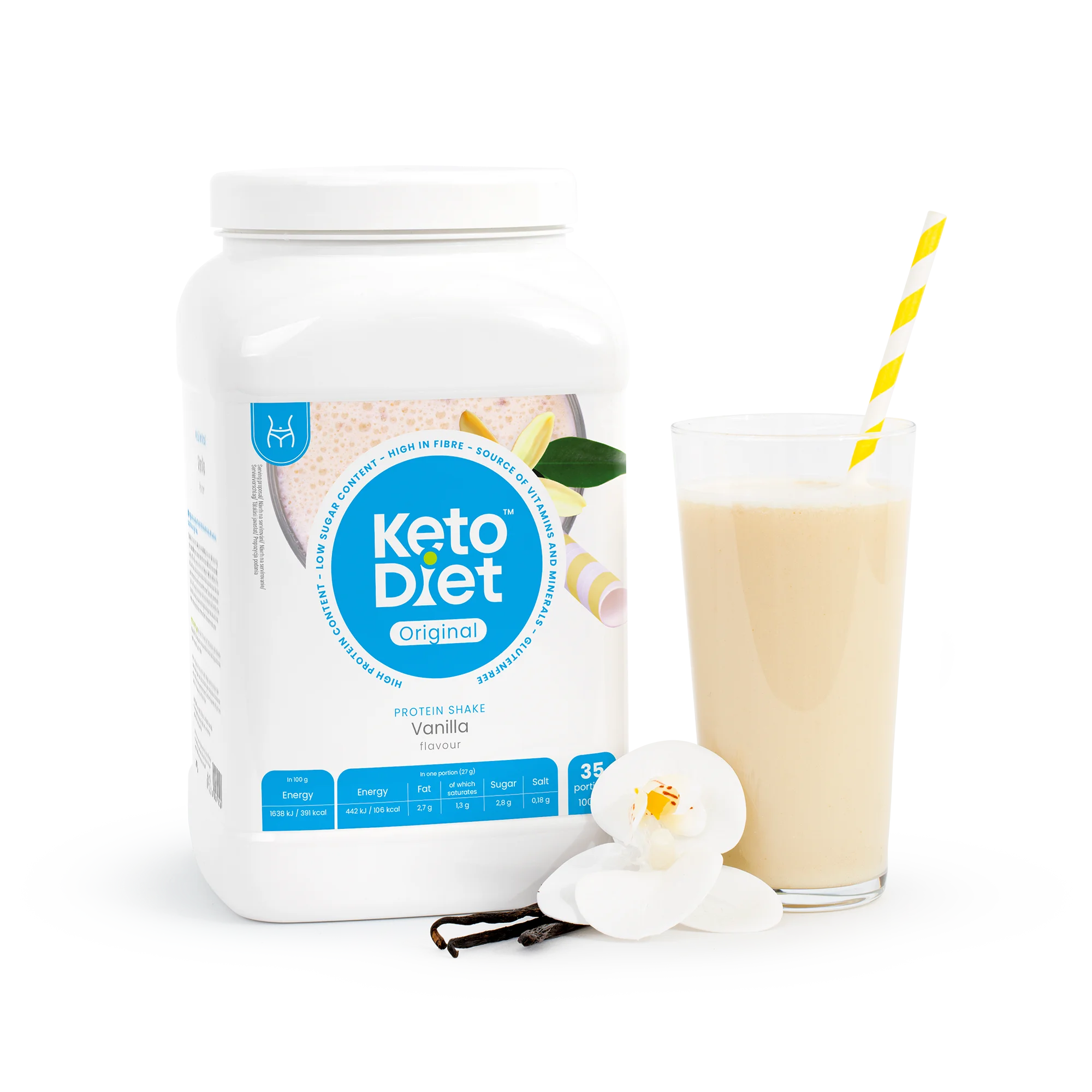 Fotografie KetoDiet Proteinový nápoj příchuť vanilka na 1 týden 35 ks
