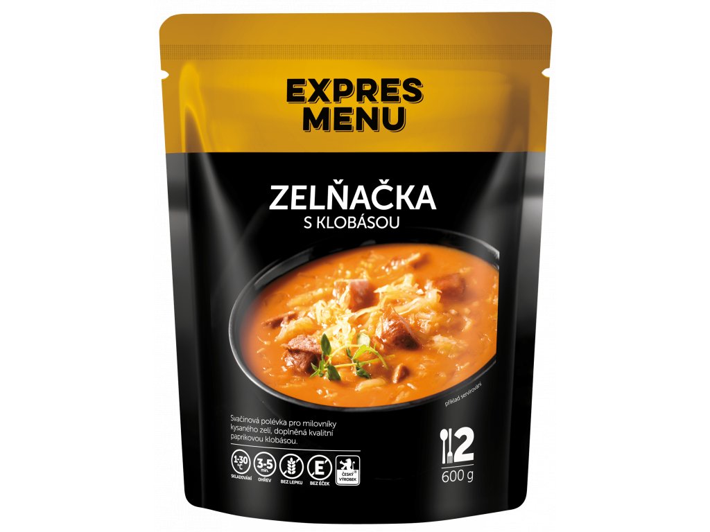 Expres Menu ZELNÁ polévka s klobásou (2 porce)