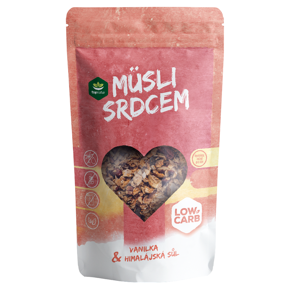 TOPNATUR Low Carb Müsli srdcem VANILKA a HIMALÁJSKÁ SŮL (350 g)