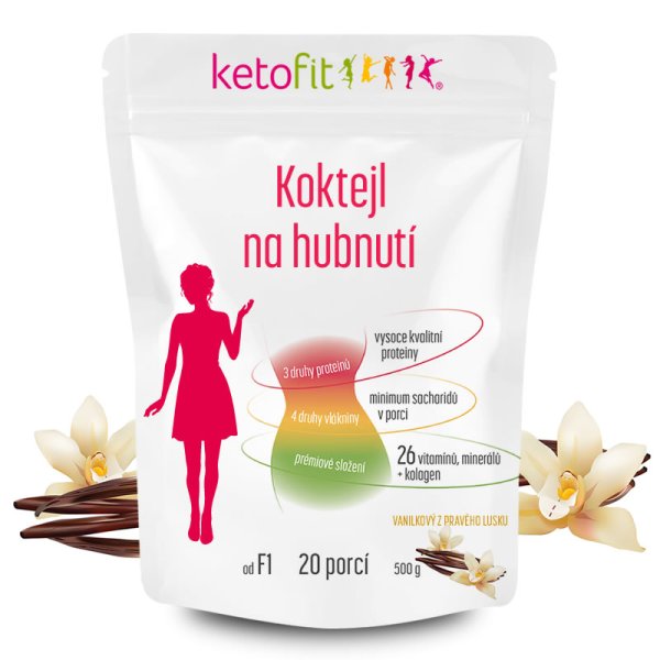 KetoFit VANILKOVÝ proteinový koktejl pro rychlé hubnutí (20 porcí)