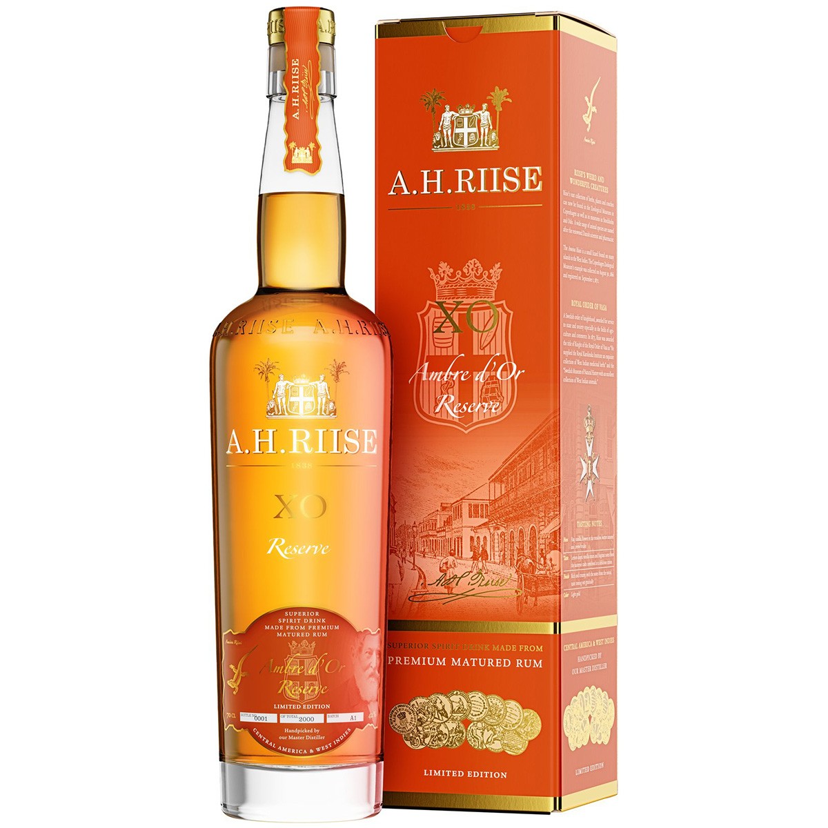A.H. Riise XO Reserve Ambre d'Or 0,7 l 42% (karton)