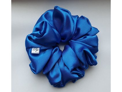 XXL gumička (scrunchie) ze saténu - Královská modrá