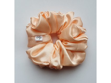 XXL gumička (scrunchie) ze saténu - Meruňková