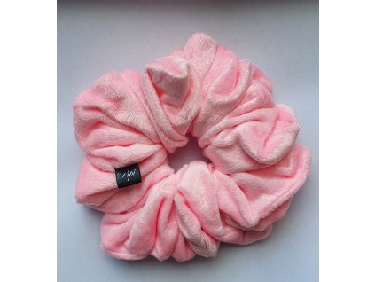 XXL gumička (scrunchie) sametová - Baby růžová