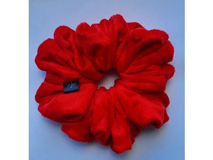 XXL gumička (scrunchie) sametová - Červená