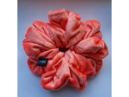 XXL gumička (scrunchie) sametová - Lososová