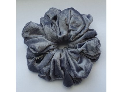 XXL gumička (scrunchie) sametová - Tmavě šedá