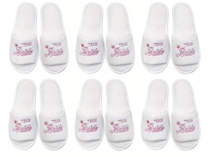 6 párů Svatební pantofle TEAM BRIDE