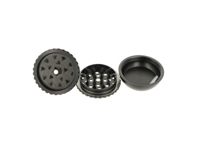 Drtič tabáku kovový Gyro Black, 3.dílný, 63mm  Drtič tabáku kovový Gyro Black, 3.dílný, 63mm