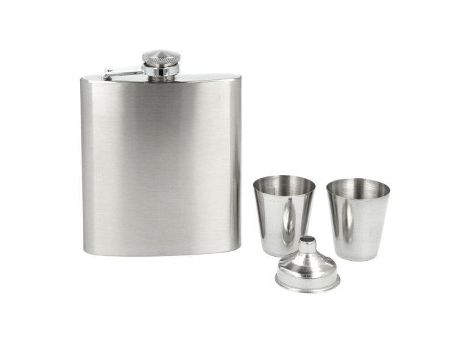 Placatka nerezová s pohárky, čistá, 207ml  Placatka nerezová s pohárky, čistá, 207ml