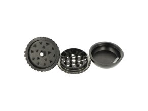 Drtič tabáku kovový Gyro Black, 3.dílný, 63mm  Drtič tabáku kovový Gyro Black, 3.dílný, 63mm