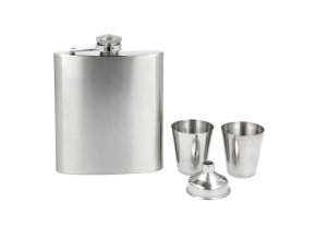 Placatka nerezová s pohárky, čistá, 207ml  Placatka nerezová s pohárky, čistá, 207ml