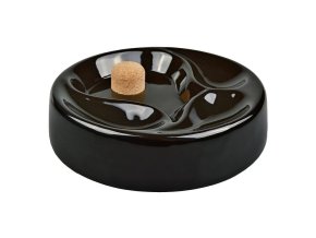 Dýmkový popelník na 3 dýmky keramický, černý, kulatý  Dýmkový popelník na 3 dýmky keramický, černý, kulatý