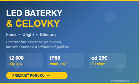 LED baterky a celovky Fenix Olight Nitecore