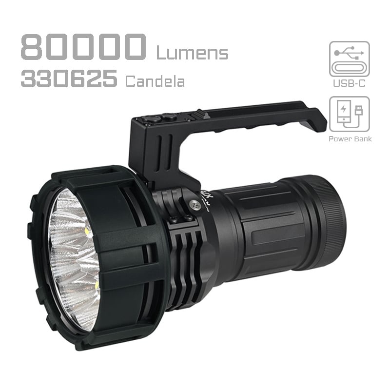 Acebeam X75 — vlajková pátracia baterka s 80 000 lúmenmi a nabíjaním USB-C