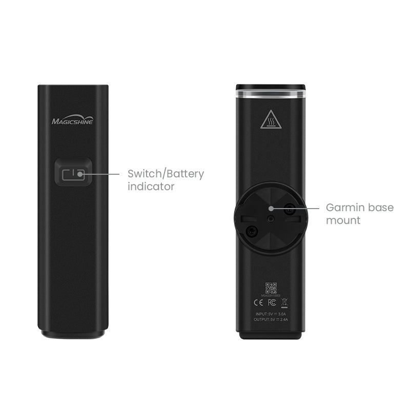 Tlačidlo s indikátorom batérie a základňa typu Garmin na svetle Magicshine ALLTY 800 V2.0