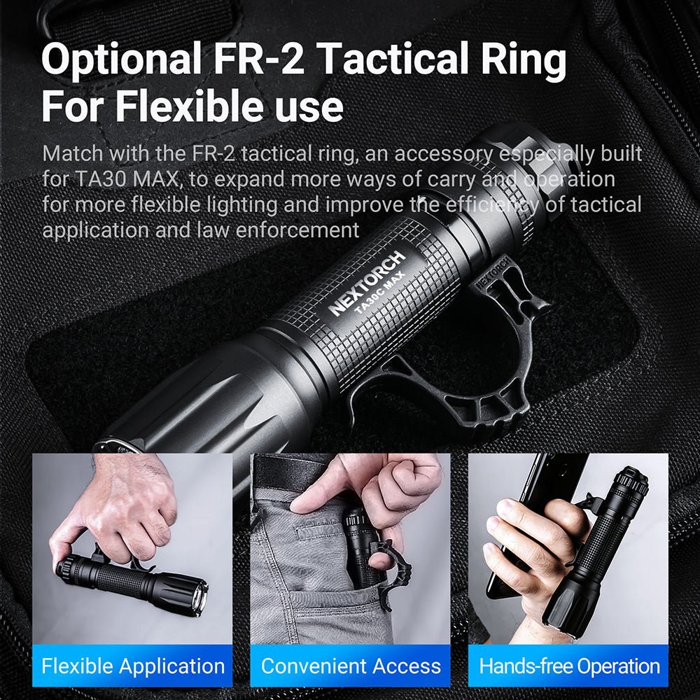 Nextorch TA30C MAX — voliteľný taktický krúžok FR-2 na flexibilné nosenie