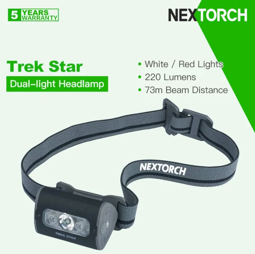 Nextorch Trek Star — dvojité biele a červené svetlo, 220 lúmenov a dosvit 73 metrov