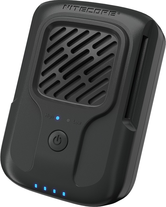 Nitecore EMR40 prenosný elektronický odpudzovač hmyzu pod uhlom s modrým indikátorom režimu HIGH