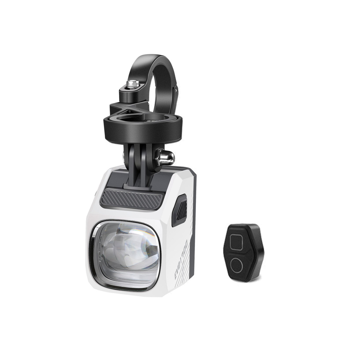 Magicshine EVO 1700 v bielej farbe Ash White s predsadeným držiakom na riadidlá a diaľkovým ovládačom MJ-6508