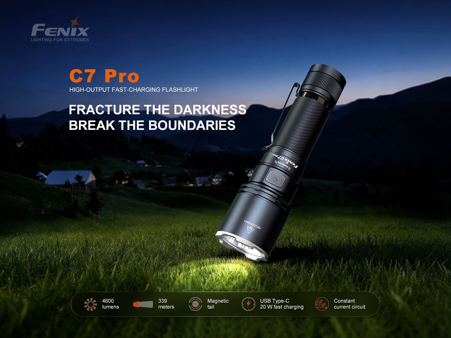 Fenix C7 PRO výkonná baterka 4600 lúmenov a 339 metrov s magnetickým chvostom a rýchlonabíjaním USB-C 20 W