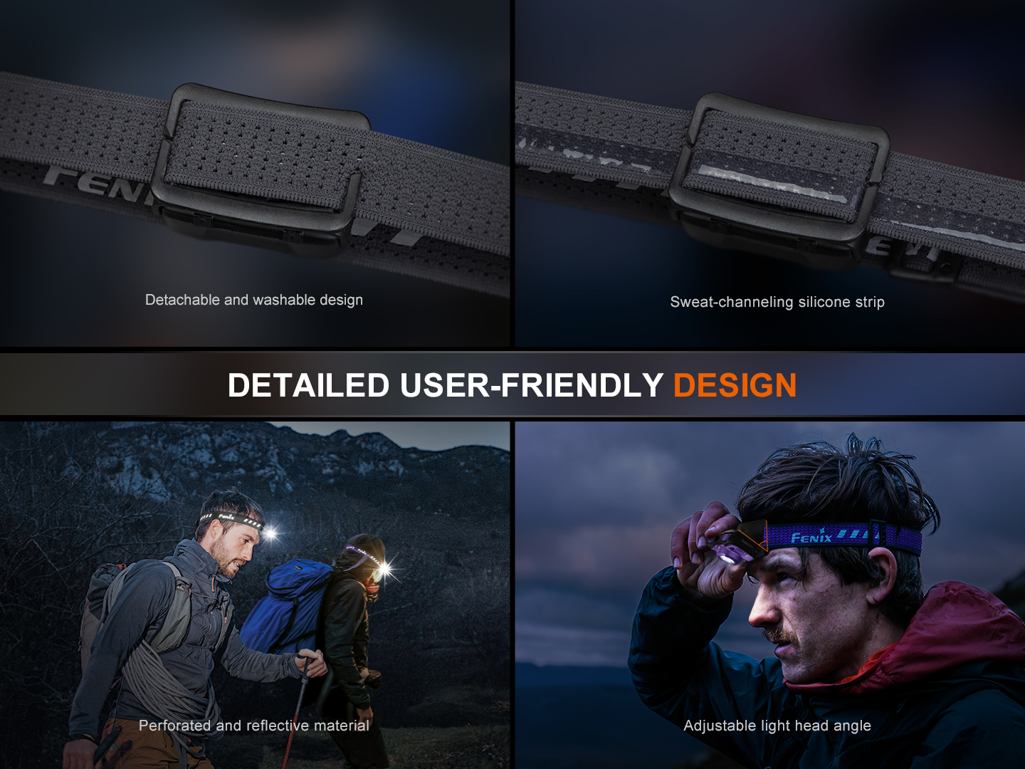 Fenix HL12R V2.0 odnímateľná prateľná čelenka so silikónovým pásikom proti potu, reflexným materiálom a sklopnou hlavou