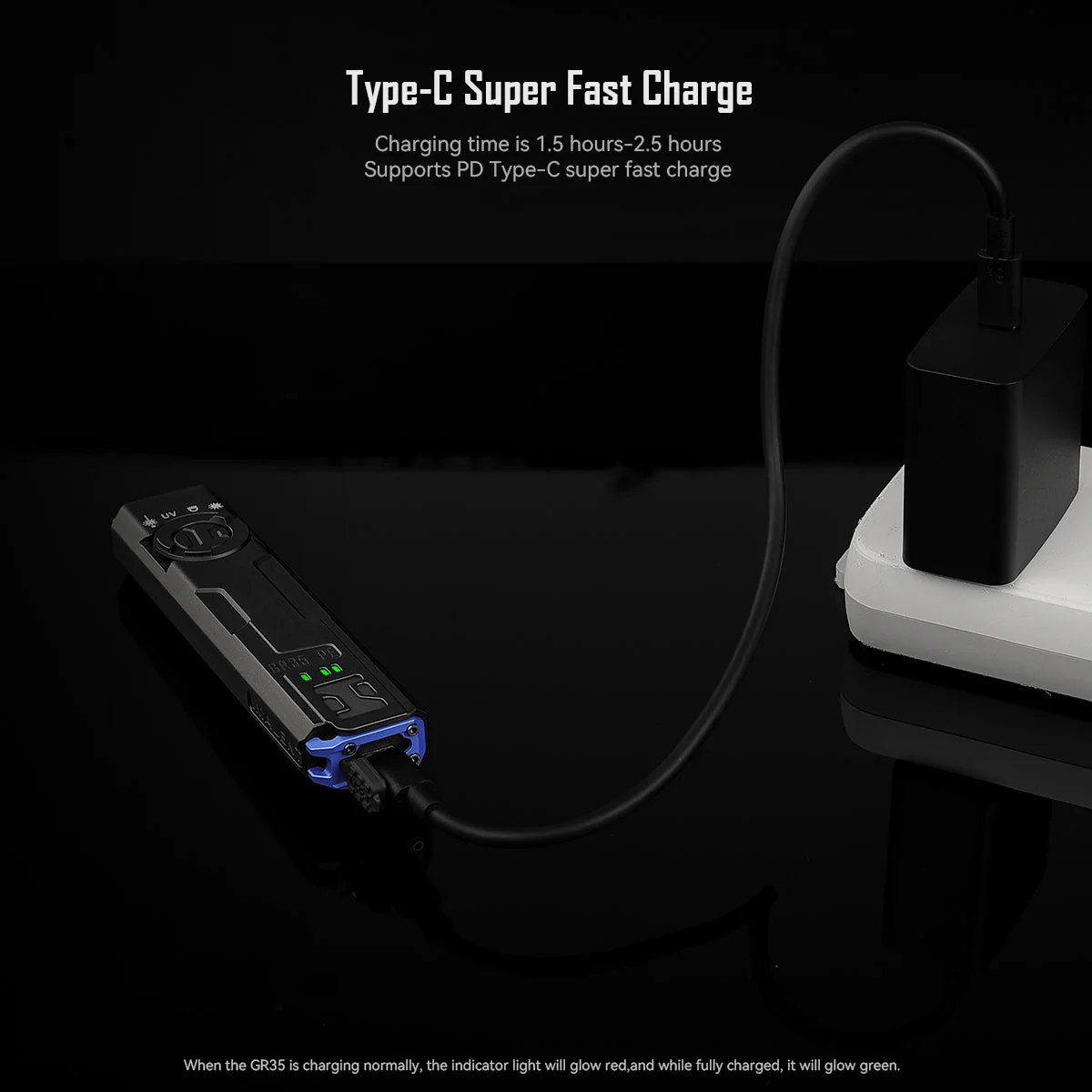 Imalent GR35 – rýchle USB-C nabíjanie zabudovaného akumulátora