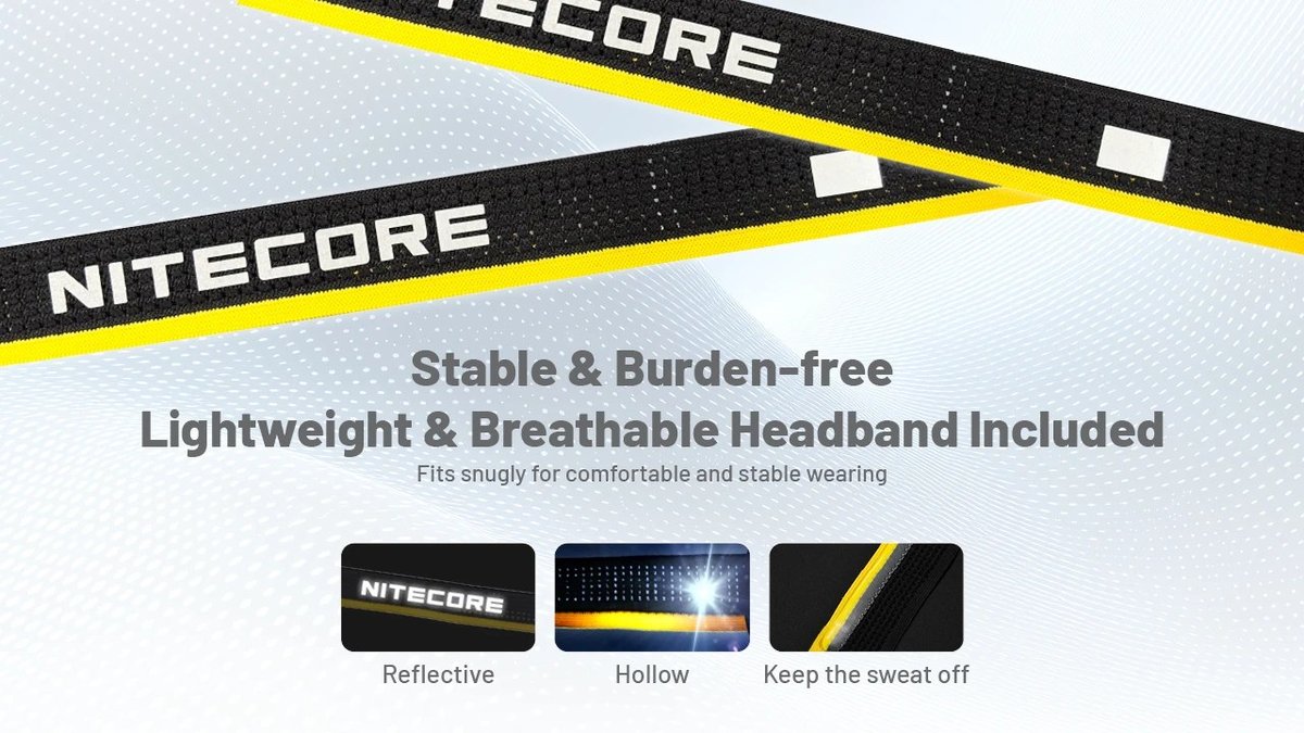 Nitecore HA25 UHE priedušná reflexná čelenka s dutou štruktúrou — stabilná, odvádza pot