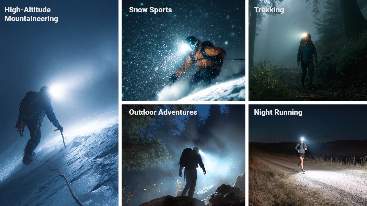 Nitecore HA29 UHE v akcii — vysokohorské lezenie, zimné športy, trekking, outdoorové dobrodružstvá a nočný beh