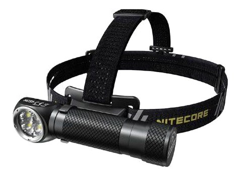 Nitecore HC35 kovová čelovka v tvare L so 4× CREE XP-G3 S3 LED a čelenkou — 2700 lúmenov, 21700 akumulátor