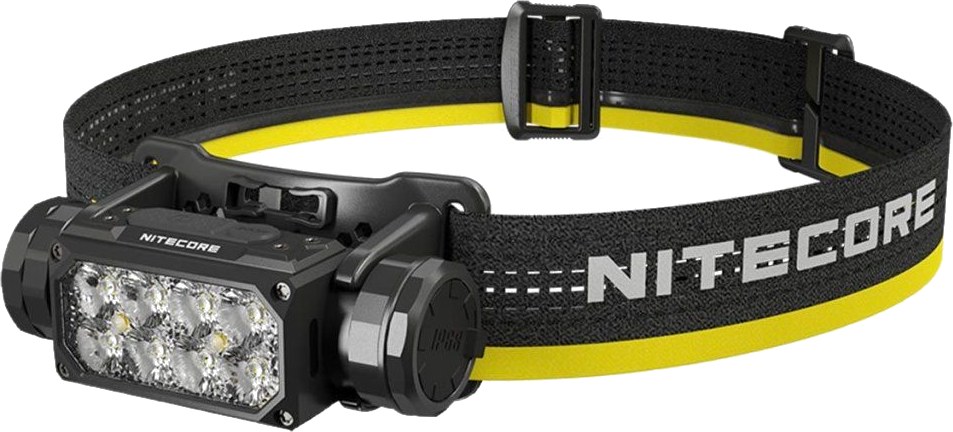 Nitecore HC65 UHE celokovová čelovka — osem NiteLab UHE LED, čierno-žltá reflexná čelenka