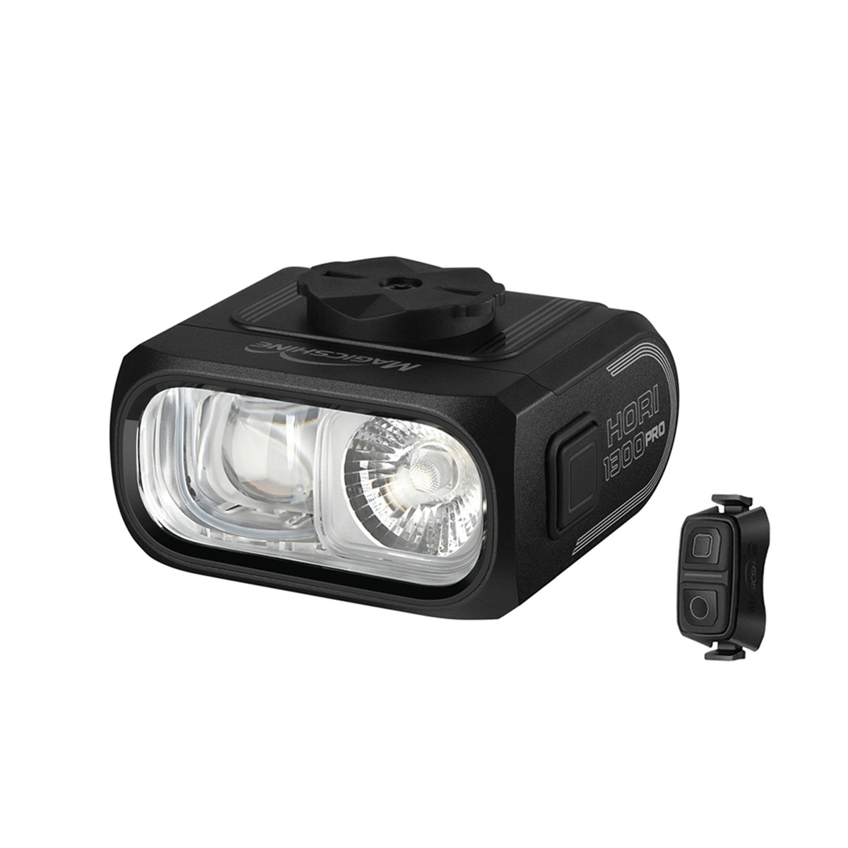 Magicshine HORI 1300 PRO — pohľad na predné cyklosvetlo s dvojitou optikou