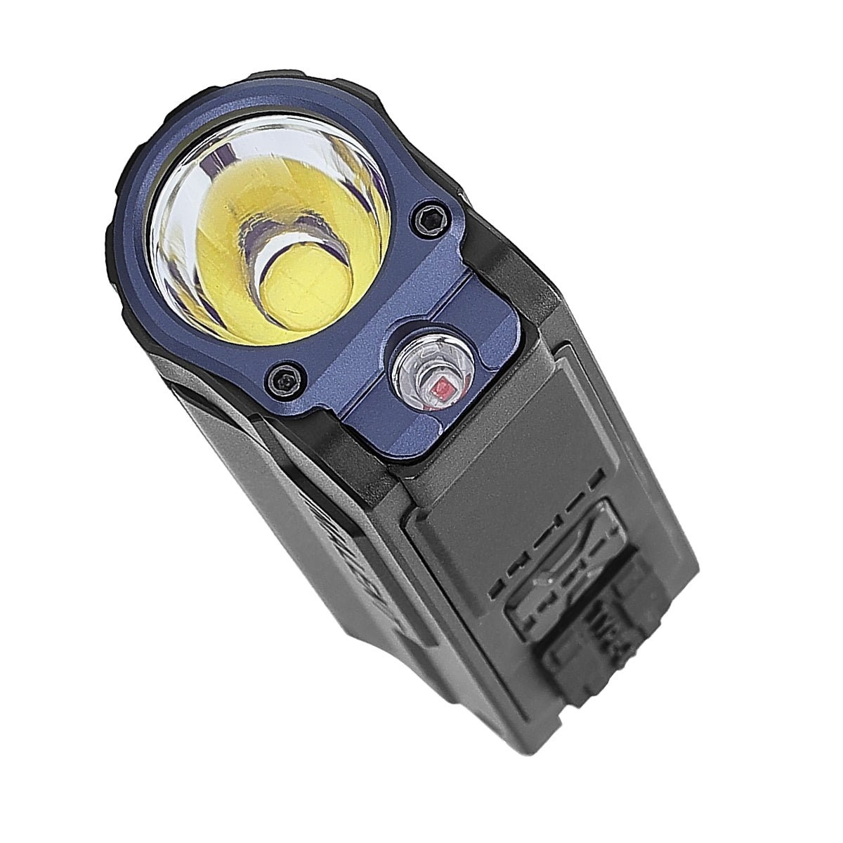 Detail hlavy Imalent BL70 s hlavnou bielou LED Cree XHP70.2 HI a samostatnou červenou LED
