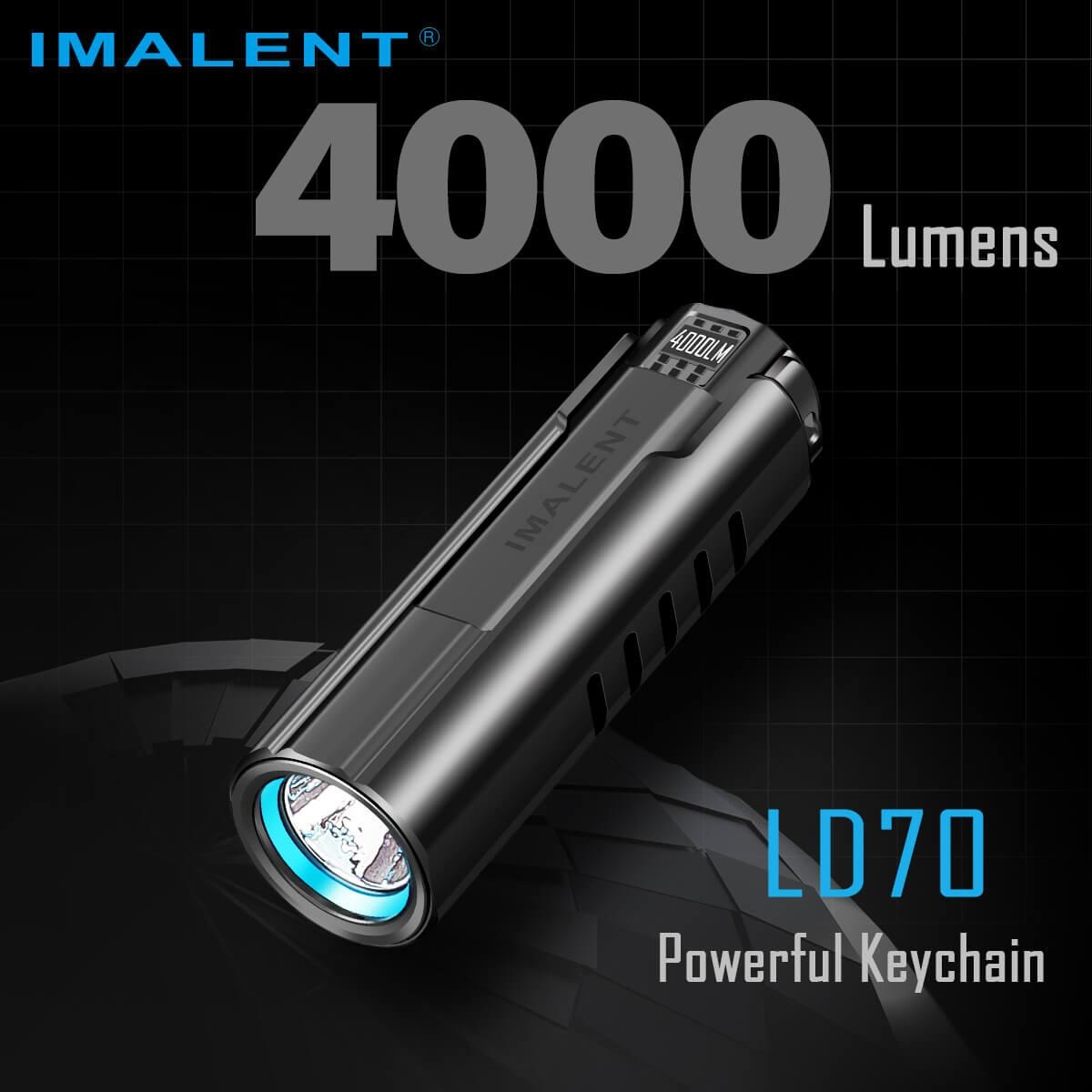 Imalent LD70 čierna — mini EDC baterka s výkonom 4 000 lúmenov a OLED displejom na boku tela
