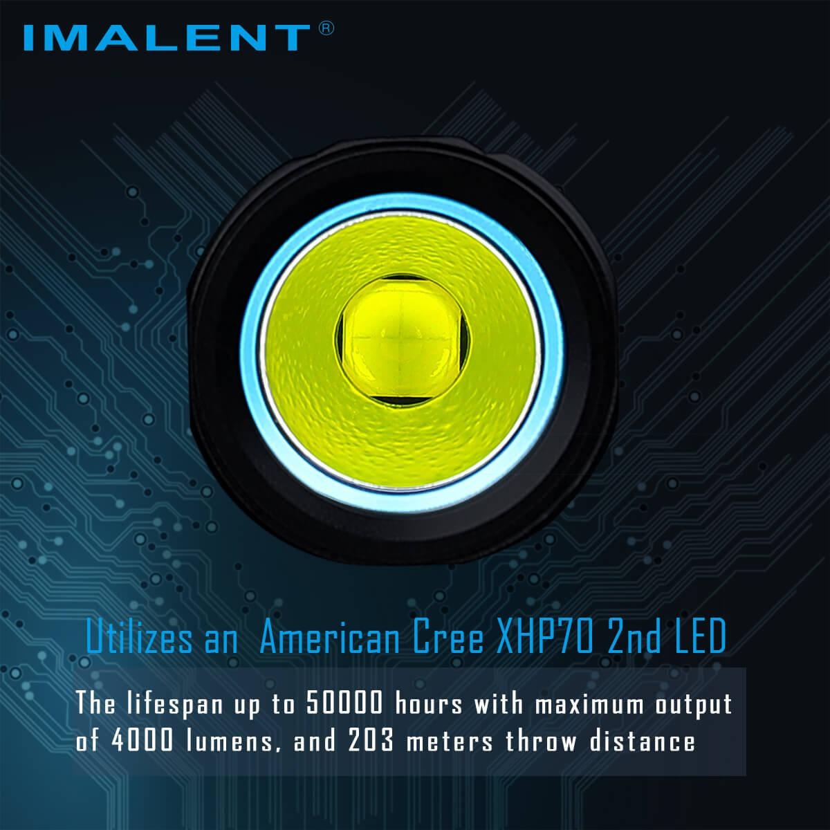 LED Cree XHP70 2. generácie v baterke Imalent LD70 — životnosť 50 000 hodín a dosvit 203 metrov