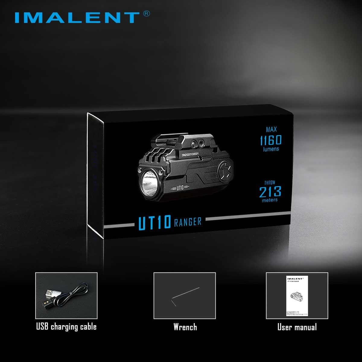 Balenie IMALENT UT10 RANGER — krabica, magnetický nabíjací kábel USB, kľúč a návod na použitie