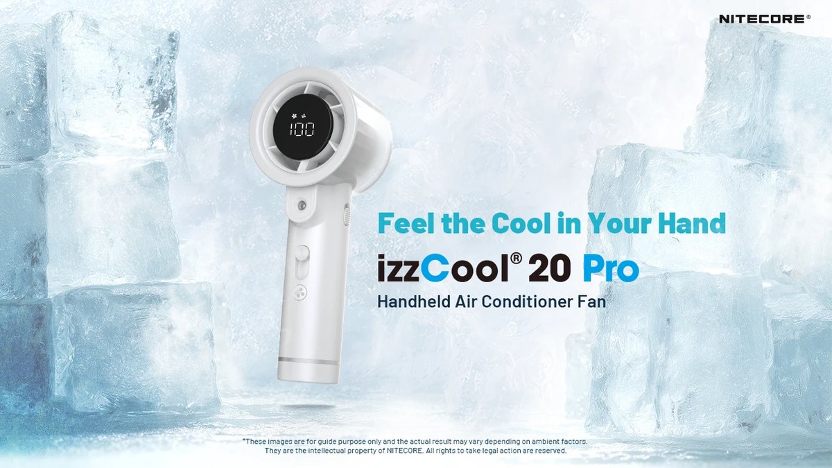 Nitecore izzCool 20 Pro ručný ventilátor s vodnou hmlou, ktorá odparovaním zníži pocitovú teplotu až o 16 stupňov