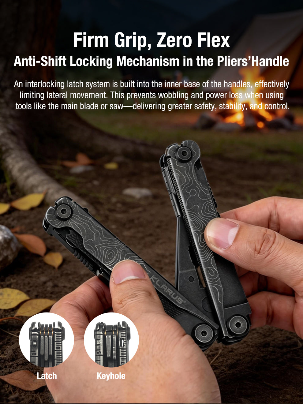 Klarus Horizon MT07 Stonewashed anti-shift západka v čiernych rukovätiach – menej bočného posunu pri práci