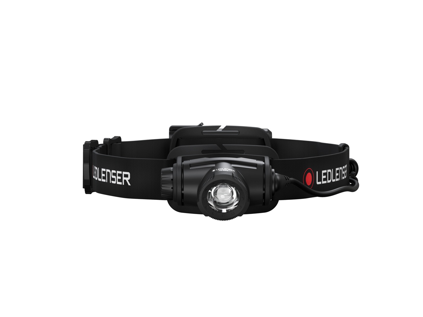 Ledlenser H5 Core spredu — optika s reflektorom a šošovkou, potlač H5 Core na hlave, popruh s červeným bodom Ledlenser