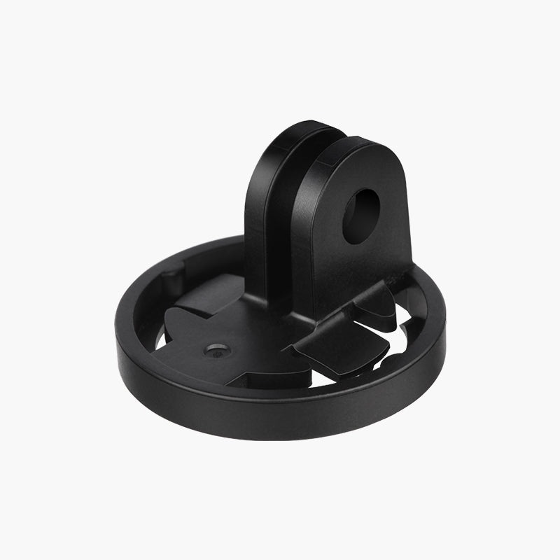 Magicshine adaptér Garmin na GoPro, čierny plastový diel s Garmin kotúčom a GoPro ramenami