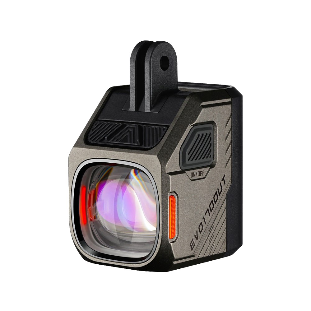 Magicshine EVO 1700 UT Titanium — predné cyklosvetlo s veľkou optikou, GoPro úchytom a bočným oranžovým okienkom