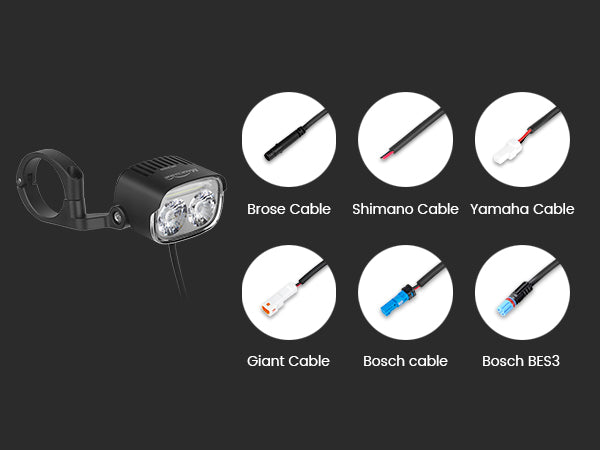 Konektory Brose, Shimano, Yamaha, Giant, Bosch a Bosch BES3 pre svetlo Magicshine ME 2000 na e-bike