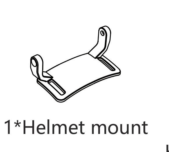 Kresba držiaka na prilbu z manuálu Magicshine MONTEER 12000, popiska Helmet mount v zozname obsahu balenia